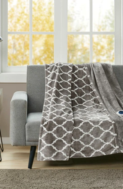 Beautyrest Heated Oversized Throw Blanket In Grey