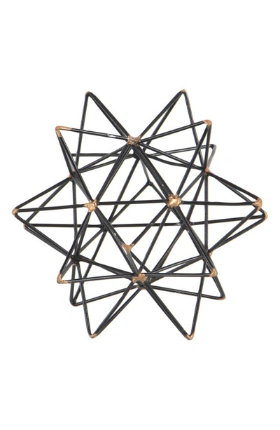 Uma Black Metal Geometric Sculpture With Gold Accents In Black