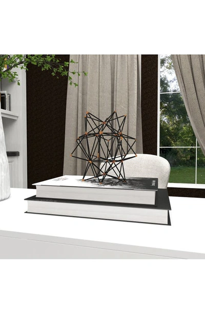 Uma Black Metal Geometric Sculpture With Gold Accents In Black