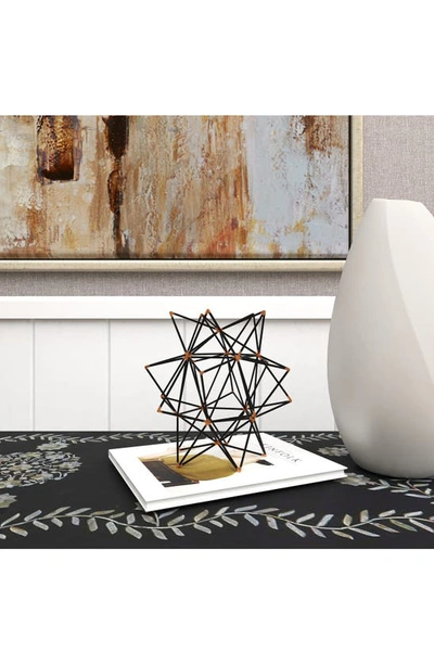 Uma Black Metal Geometric Sculpture With Gold Accents In Black