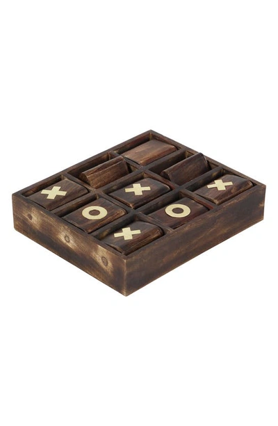 Shop Sonoma Sage Home Dark Brown Mango Wood Tic Tac Toe Game Set With Goldtone Inlay