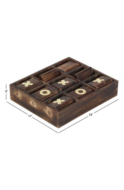 Shop Sonoma Sage Home Dark Brown Mango Wood Tic Tac Toe Game Set With Goldtone Inlay