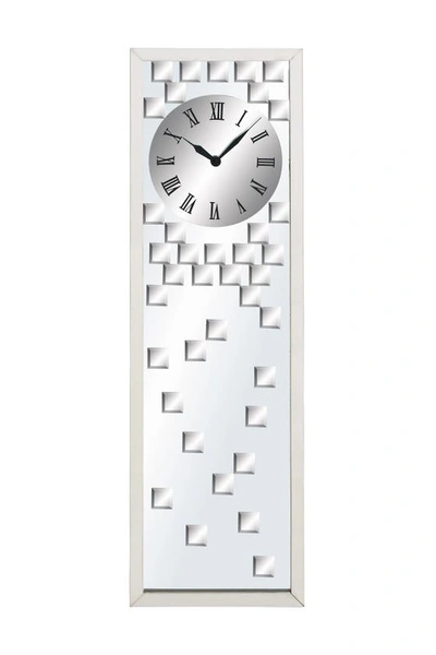 Shop Willow Row Silvertone Glass Beveled Mirrored Wall Clock