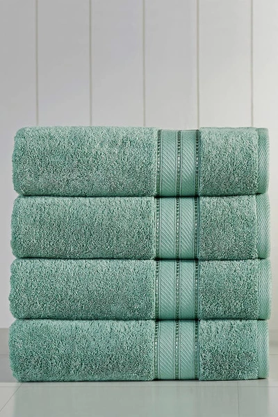 Modern Threads Set Of 4 Spunloft Bath Towels In Eucalyptus