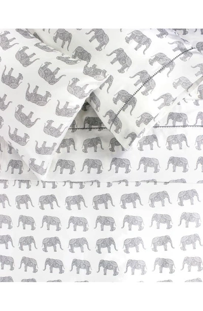 Shop Melange Home Elephant Print 400 Thread Count Cotton Sheet Set In Grey