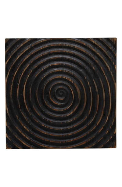 Ginger Birch Studio Black Wood Intricately Carved Accent Table In Black