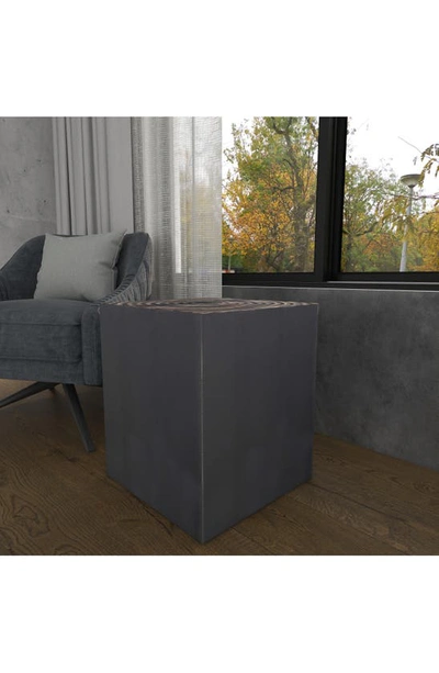 Ginger Birch Studio Black Wood Intricately Carved Accent Table In Black