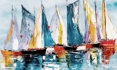 Wynwood Studio 'beautiful Ships' Canvas Wall Art In Blue
