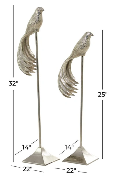 Vivian Lune Home Silver Aluminium Bird Statue Set In Silver
