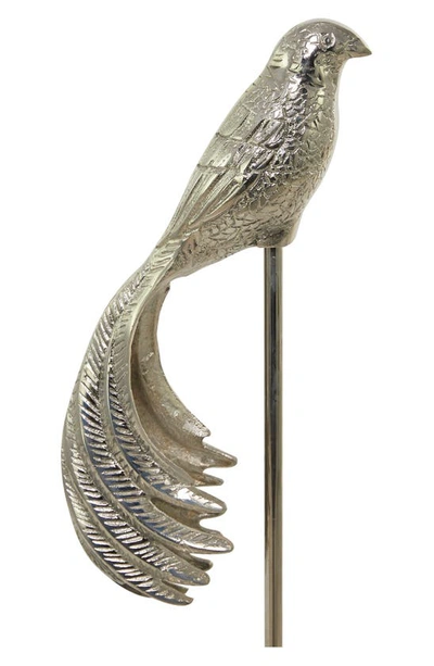 Vivian Lune Home Silver Aluminium Bird Statue Set In Silver