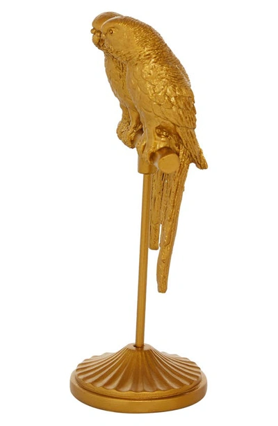 Willow Row Goldtone Polystone Parrot Sculpture In Gold