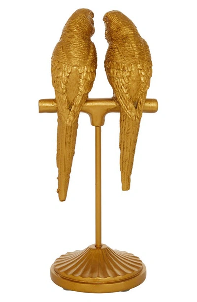 Willow Row Goldtone Polystone Parrot Sculpture In Gold