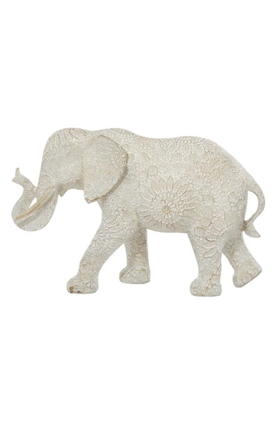 Ginger Birch Studio Carved Elephant Figure In White