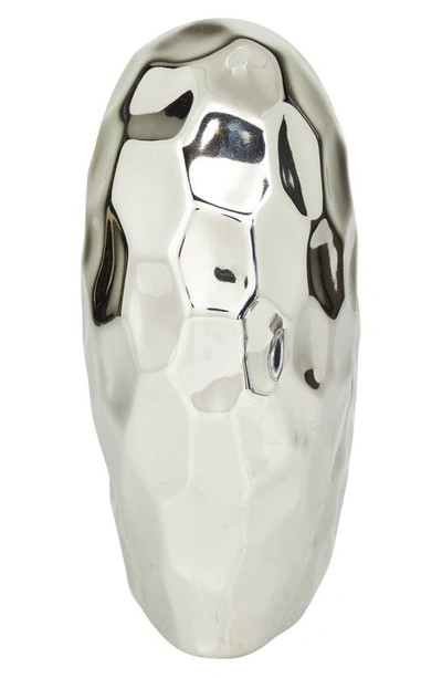 Vivian Lune Home Silvertone Porcelain Heart Sculpture In Silver