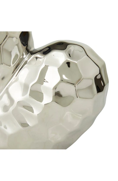 Vivian Lune Home Silvertone Porcelain Heart Sculpture In Silver
