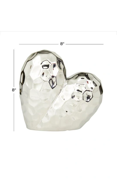 Vivian Lune Home Silvertone Porcelain Heart Sculpture In Silver