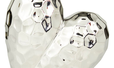 Vivian Lune Home Silvertone Porcelain Heart Sculpture In Silver