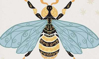 Deny Designs Avenie Bee And Honey Comb Art Poster In Multi
