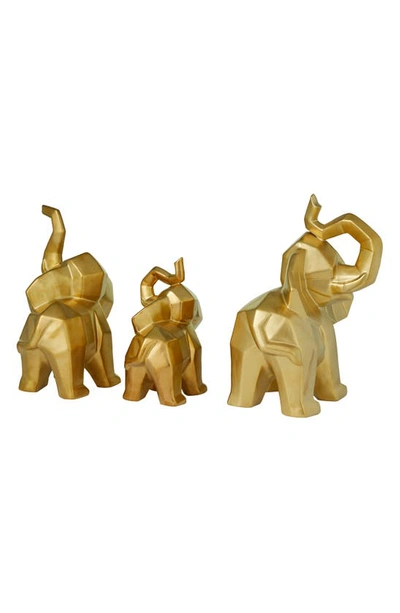 Cosmo By Cosmopolitan 3 Piece Elephant Sculpture Set In Gold