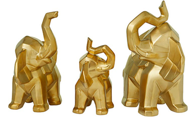 Cosmo By Cosmopolitan 3 Piece Elephant Sculpture Set In Gold
