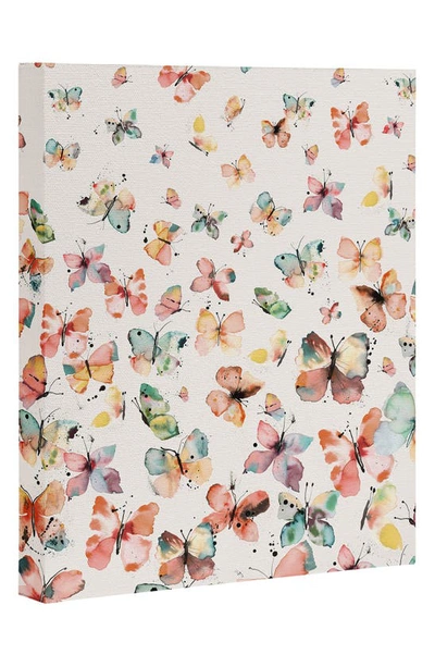 Deny Designs Ninola Design Butterfly Watercolor Canvas Wall Art In Multi
