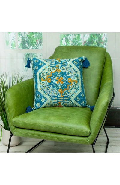 Shop Parkland Collection Lotus Tassel Accent Pillow In Blue Green Multicolor