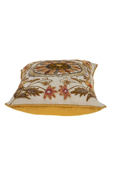 Parkland Collection Hand-embroidered Maggie Accent Pillow In Beige