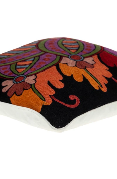 Parkland Collection Hand-embroidered Siacca Accent Pillow In Black