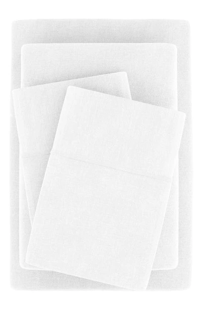 Shop Homespun Luxury 4-piece Rayon & Linen Blend Bed Sheet Set In White