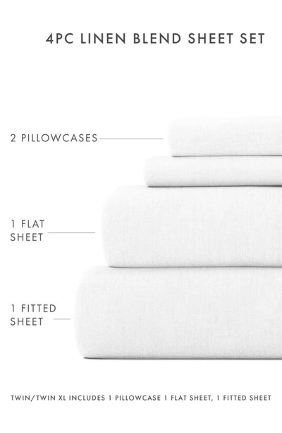 Homespun Luxury 4-piece Rayon & Linen Blend Bed Sheet Set In White