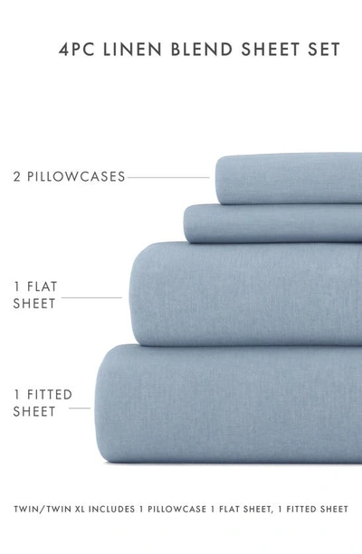 Homespun Luxury 4-piece Rayon & Linen Blend Bed Sheet Set In Light Blue