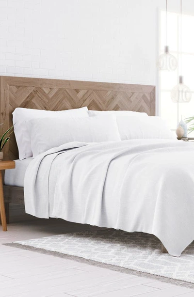 Homespun Luxury 4-piece Rayon & Linen Blend Bed Sheet Set In White