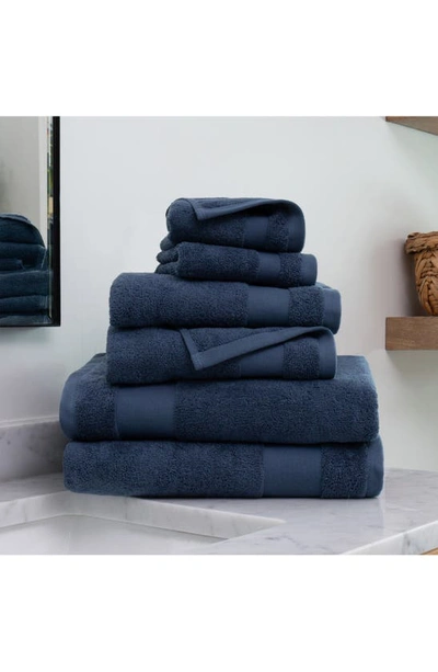 Shop Homespun Ultrasoft Cotton Towel Set In Navy