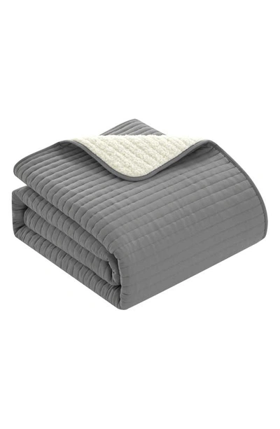 Shop Chic St. Victorious Contemporary Faux Fur Back Quilt Set In Grey