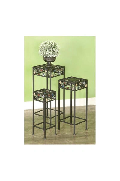 Shop Willow Row Black Metal Traditional Jeweled Plant Stand