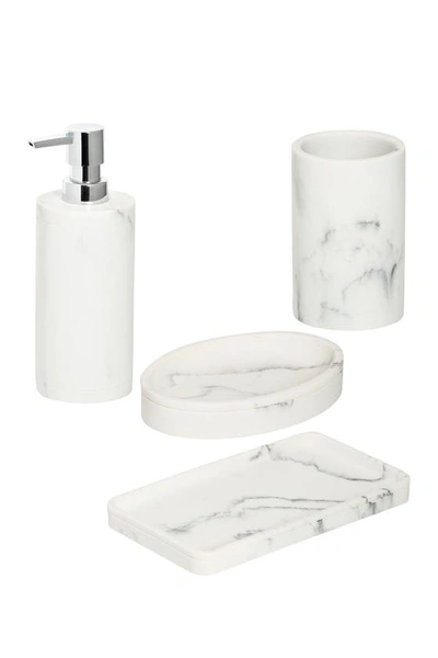 Shop Honey-can-do Marble Bath Accessory Set In Blue