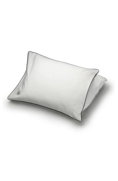 Shop Pg Goods White Down Stomach Sleeper Pillow In White With Navy/teal Cord