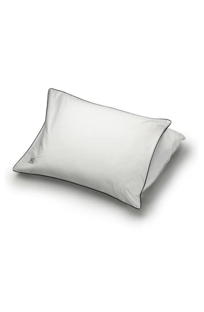 Pg Goods White Down Stomach Sleeper Pillow In White With Navy/teal Cord