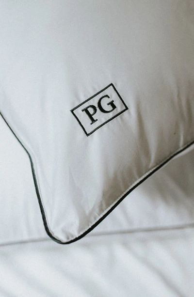 Pg Goods White Down Stomach Sleeper Pillow In White With Navy/teal Cord