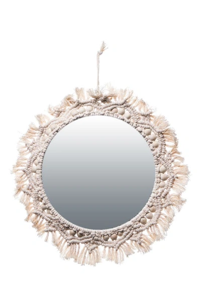 Shop Merkury Innovations Macramé Beaded Fringe Wall Mirror In White