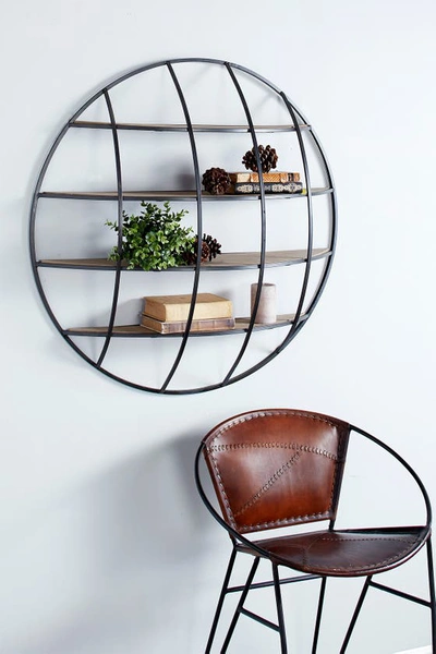 Ginger Birch Studio Light Brown Metal Industrial Wall Shelf In Light Brown