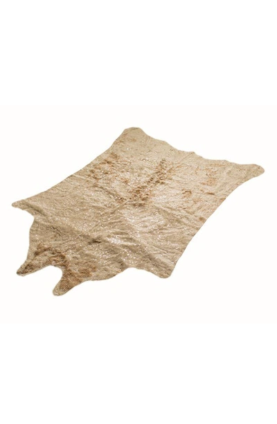Shop Luxe Faux Cowhide Rug In Oatmeal Off-white/ Silver