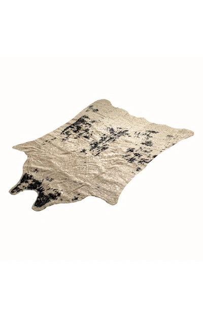 Shop Luxe Faux Cowhide Rug In Salty Off-white/ Black Gold