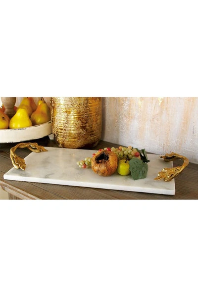 Shop Willow Row White/gold Aluminum & Marble Tray