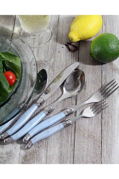 French Home 20 Piece Laguiole Ice Blue Flatware Set By  In Blue