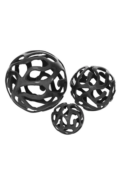 Vivian Lune Home Cutout Metal Ball Decoration 3-piece Set In Brass