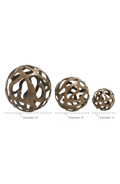 Vivian Lune Home Cutout Metal Ball Decoration 3-piece Set In Brass