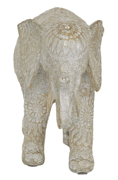 Ginger Birch Studio White Polystone Elephant Statue In White