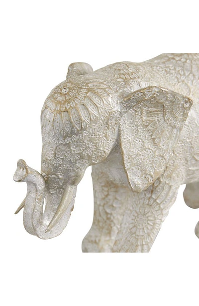 Ginger Birch Studio White Polystone Elephant Statue In White