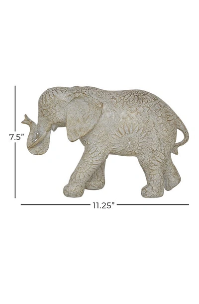 Ginger Birch Studio White Polystone Elephant Statue In White